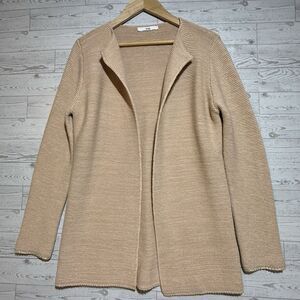 An'ge Paris Laine Wool Blend Open Front Knit Cardigan Peach Pink Womens One Size